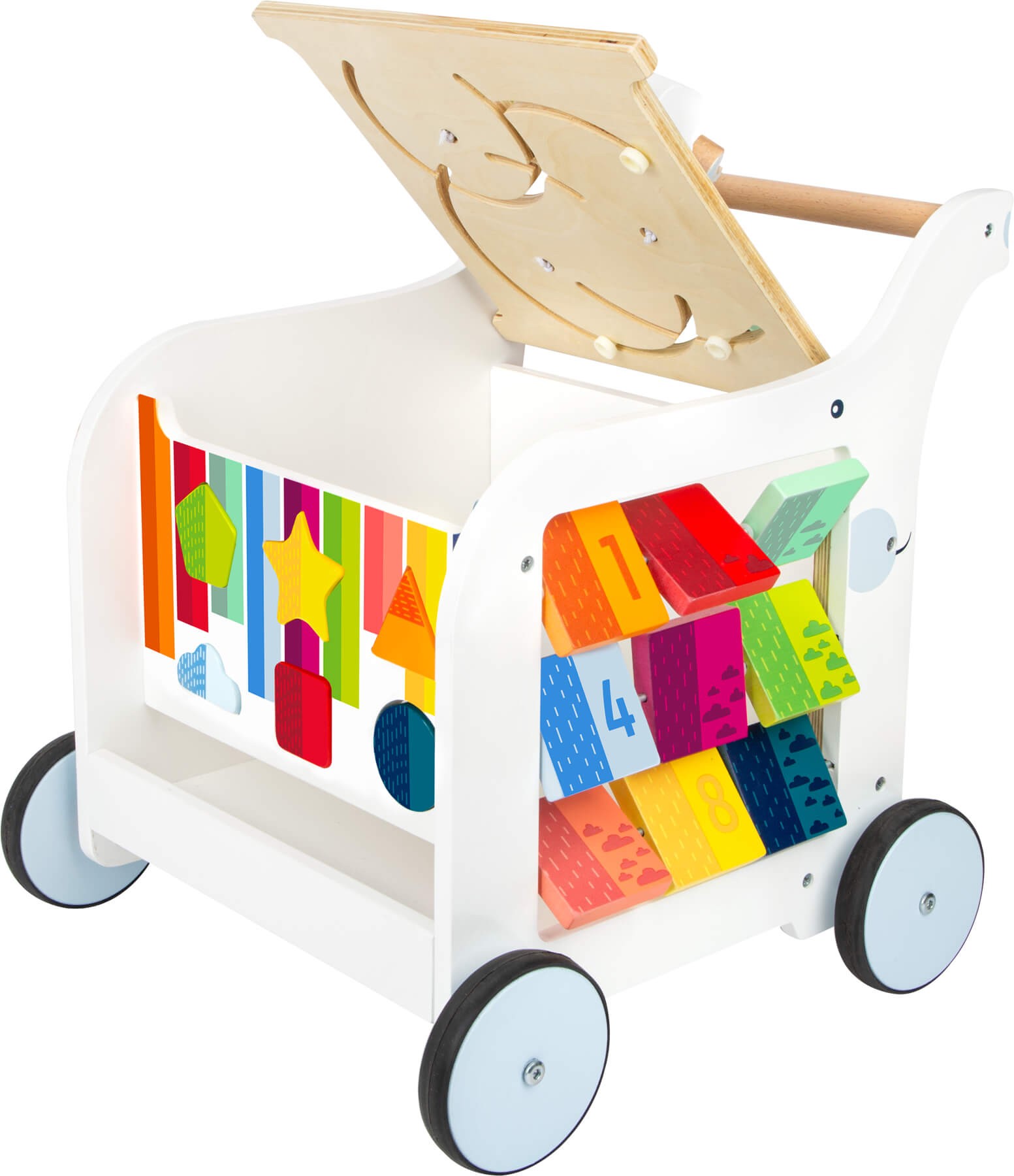 Deluxe Rainbow Wooden Baby Walker & Activity Cart - Vue 3
