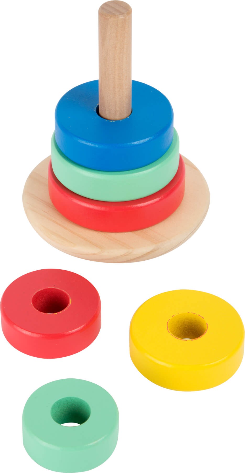 Wooden Stacking Ring Pyramid - Pastel Nesting Tower - Vue 2