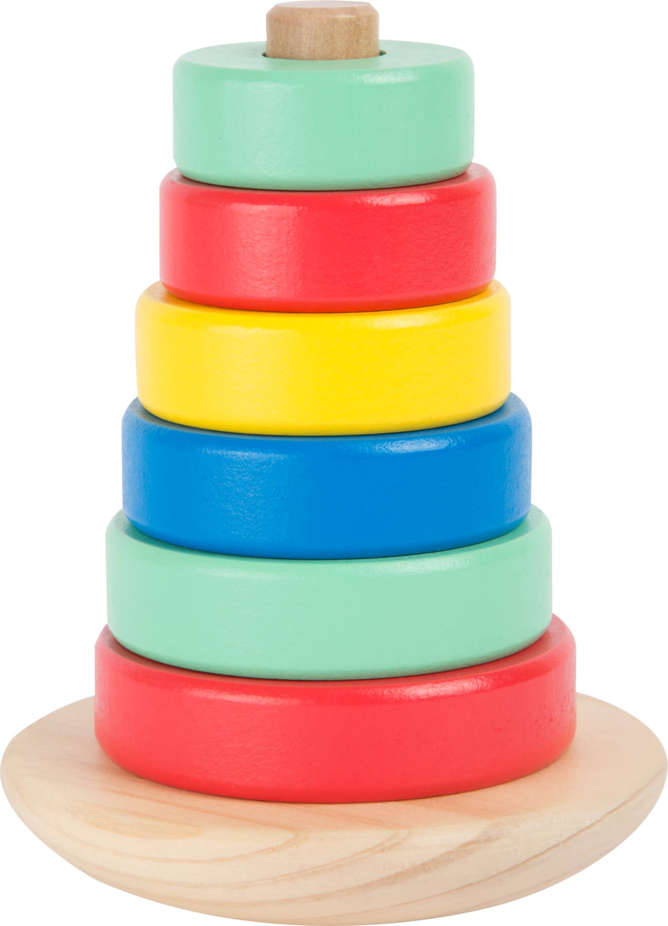 Wooden Stacking Ring Pyramid - Pastel Nesting Tower