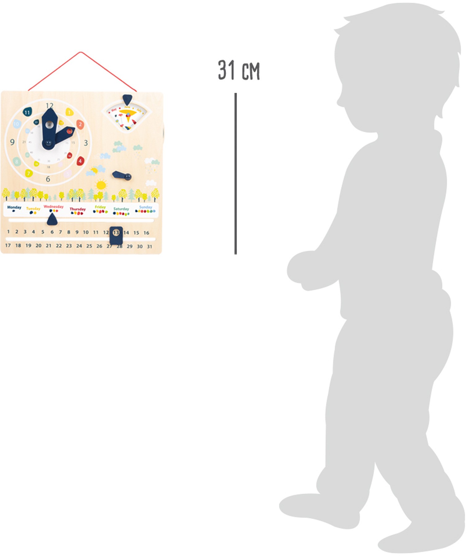 Wooden Learning Calendar & Teaching Clock Board - Vue 7