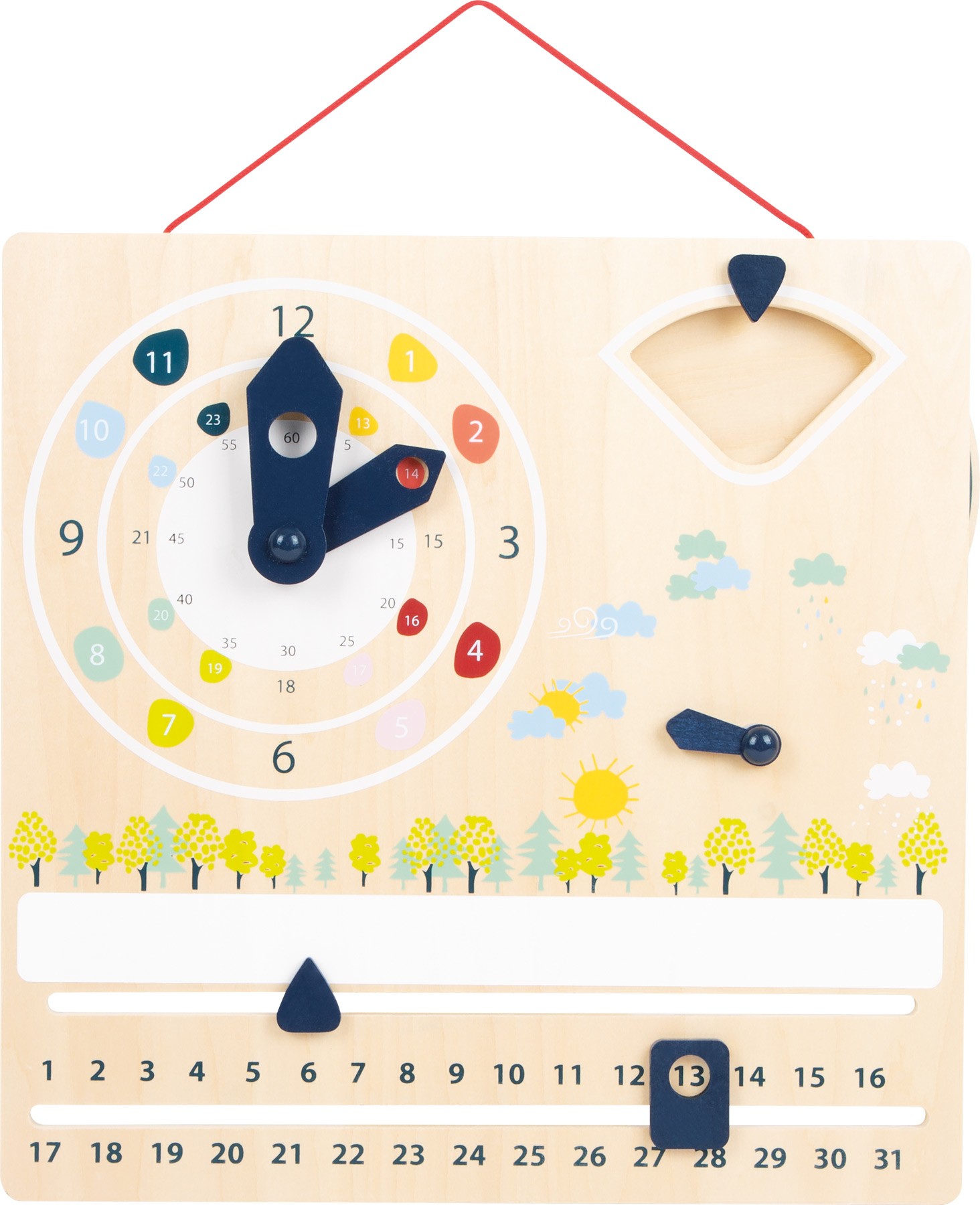 Wooden Learning Calendar & Teaching Clock Board - Vue 4