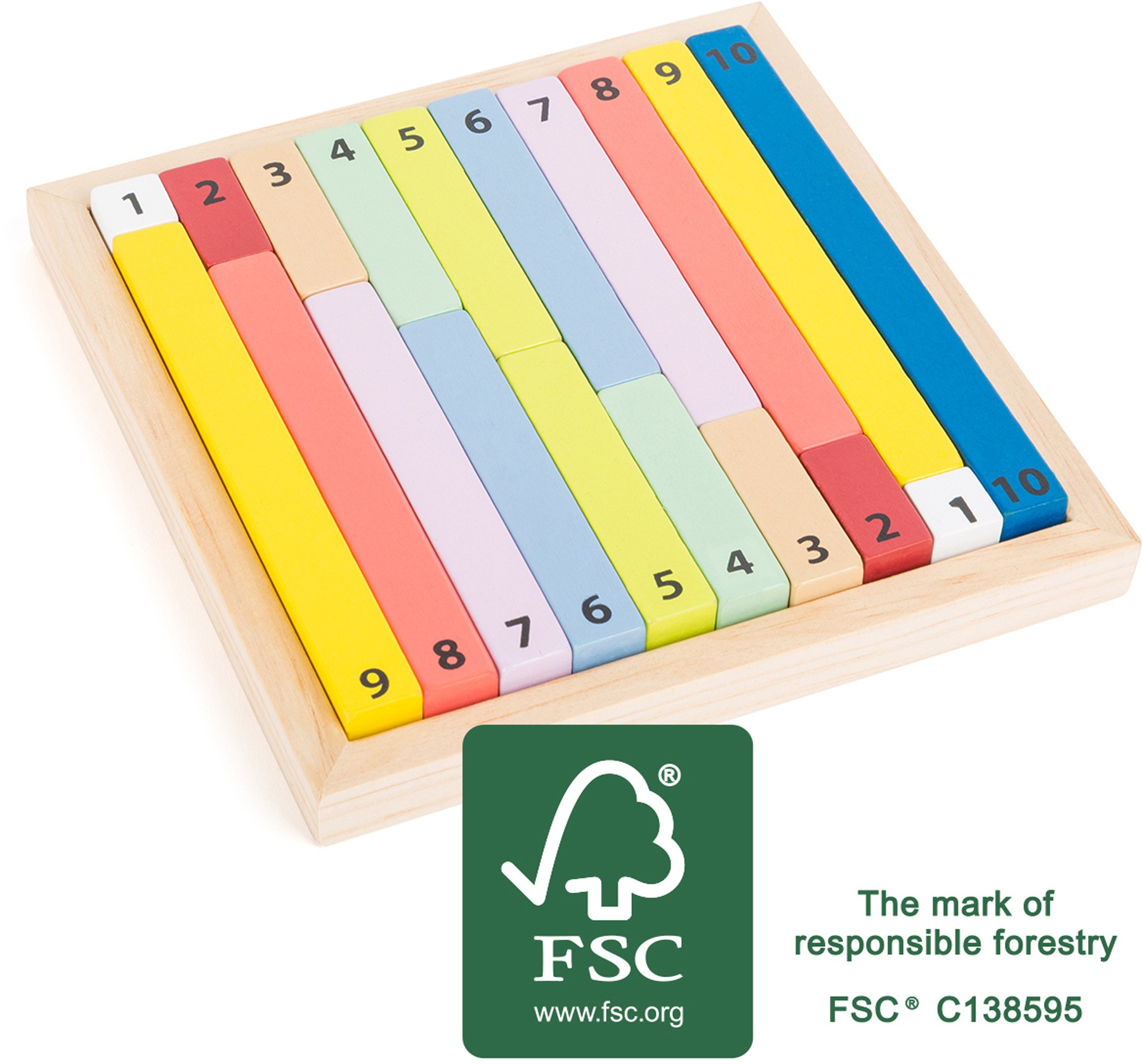 Montessori Wooden Maths Calculation Number Rods - Vue 4