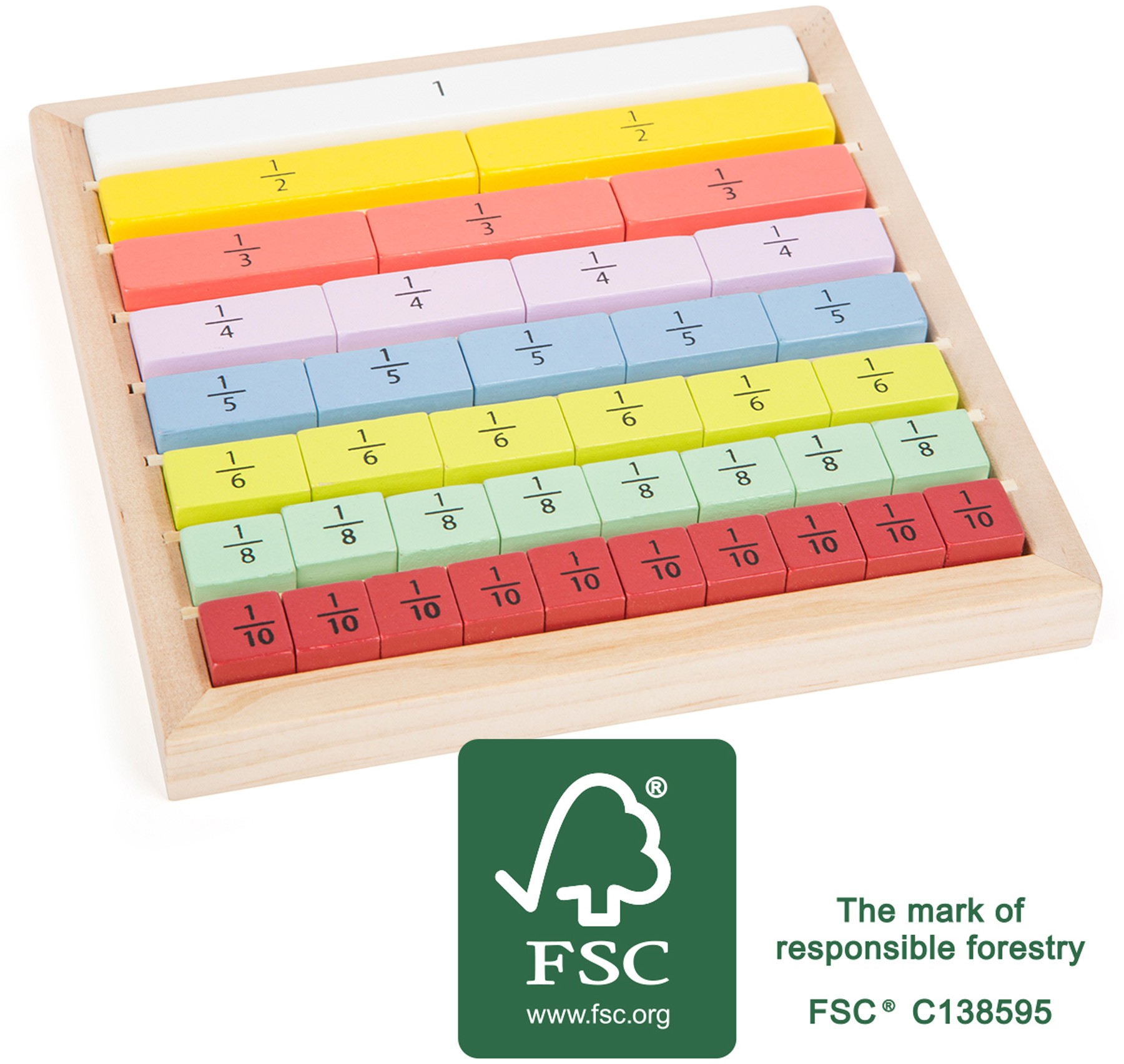 Montessori Wooden Fractions Learning Box - Vue 3