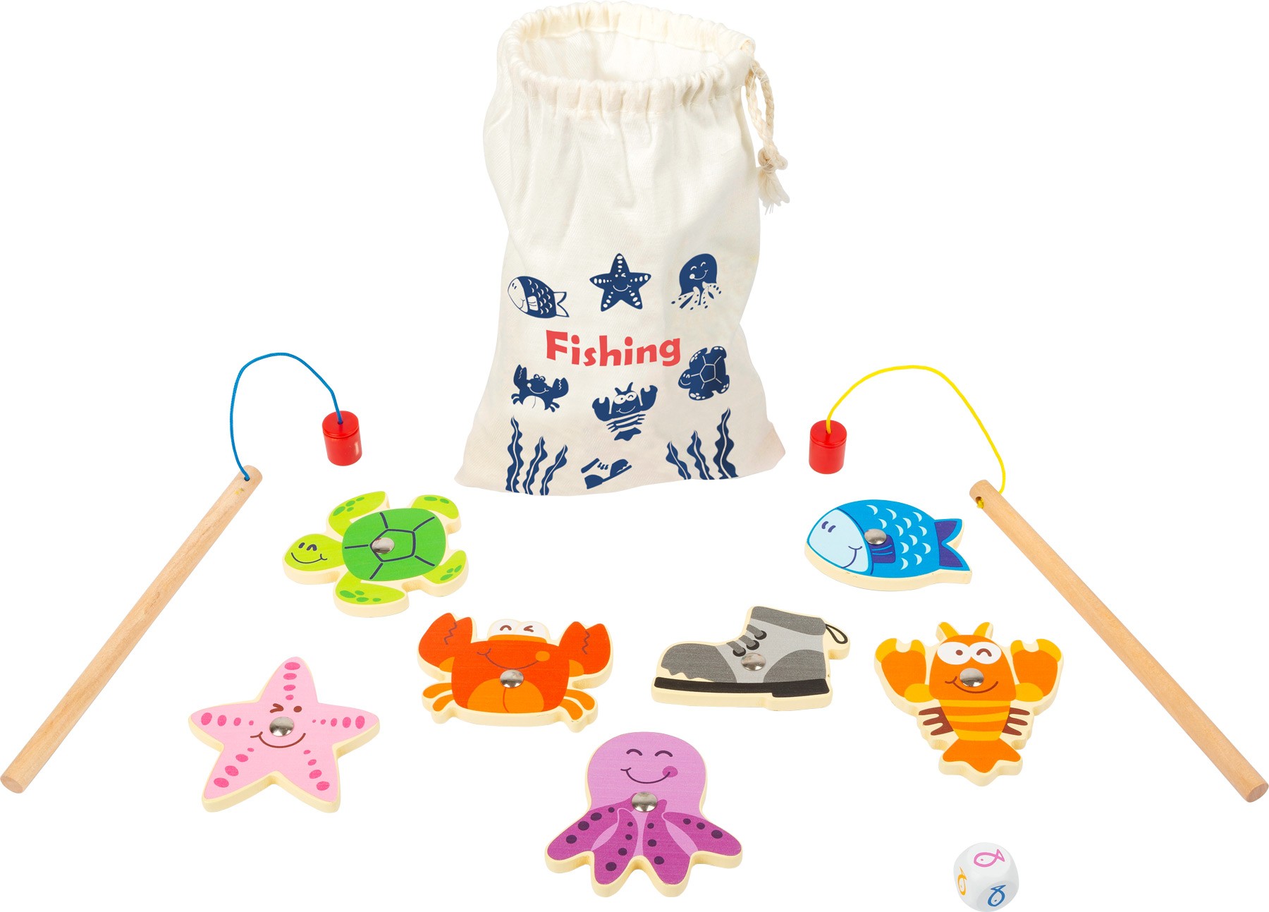 Magnetic Wooden Fishing Game with 2 Rods & Dice - Vue 2