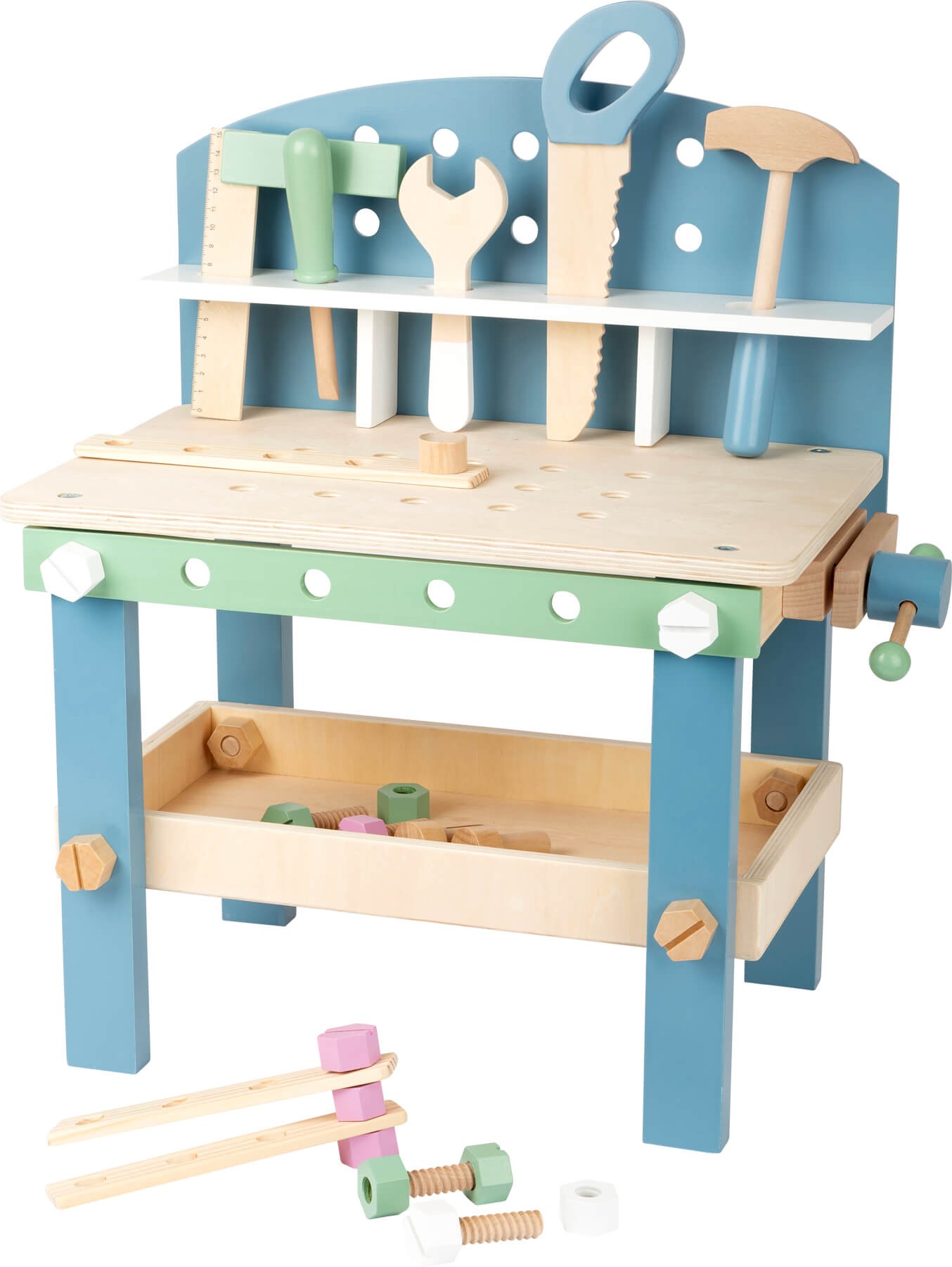 Deluxe Compact Wooden Workbench Playset with Tools - Vue 2