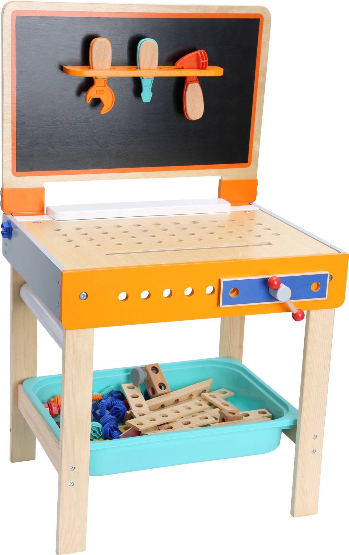 2-in-1 Wooden Workbench & Drawing Desk Playset