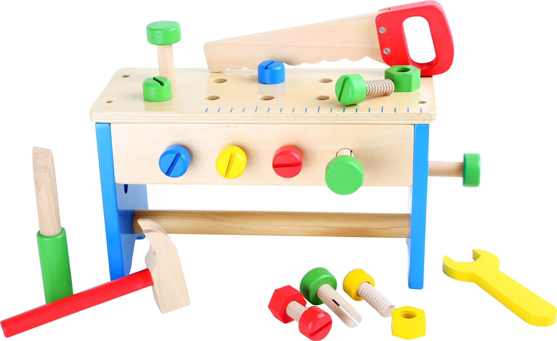 2-in-1 Wooden Toolbox & Mini Workbench Playset