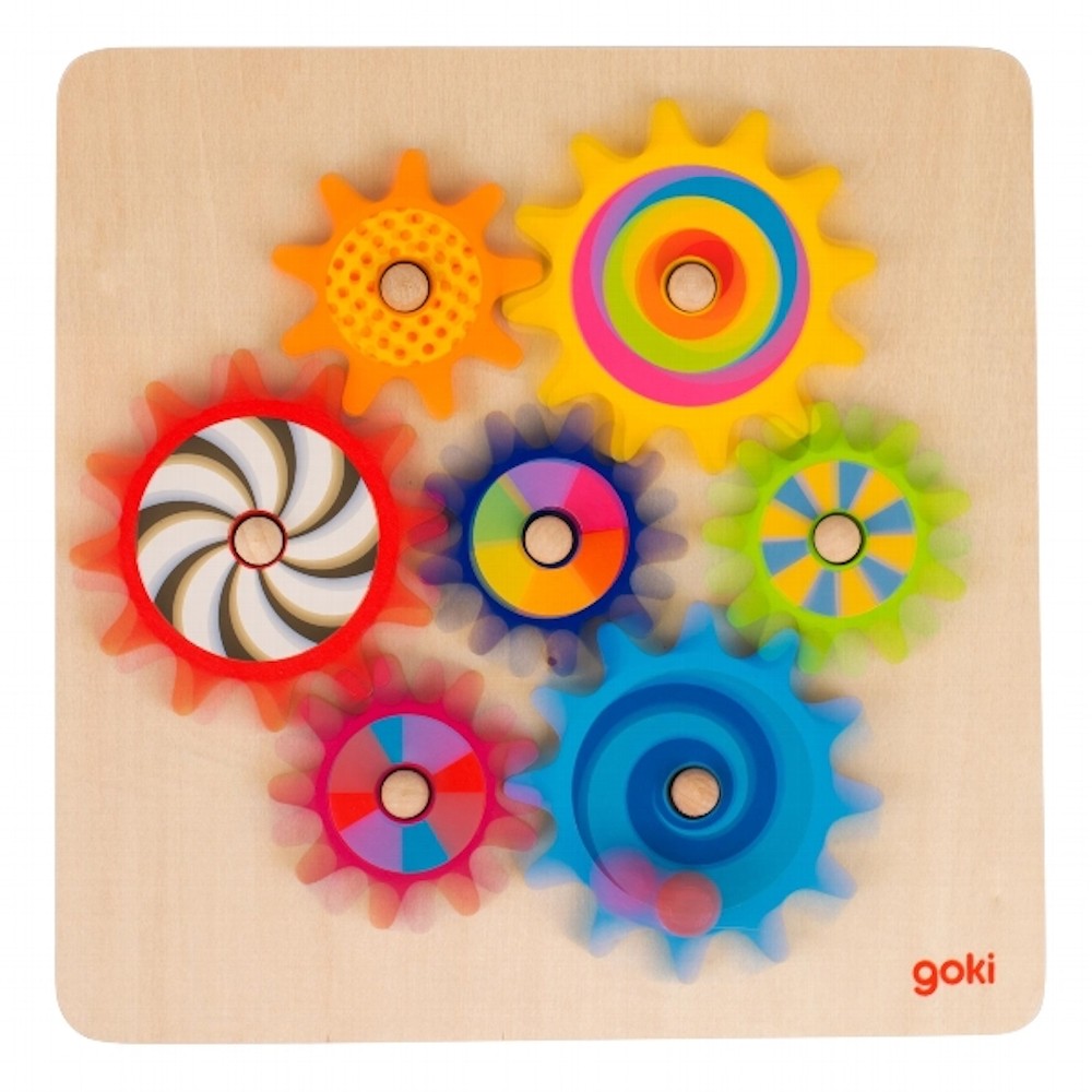 Wooden Interlocking Spinning Gears Board - STEM Cogs Toy