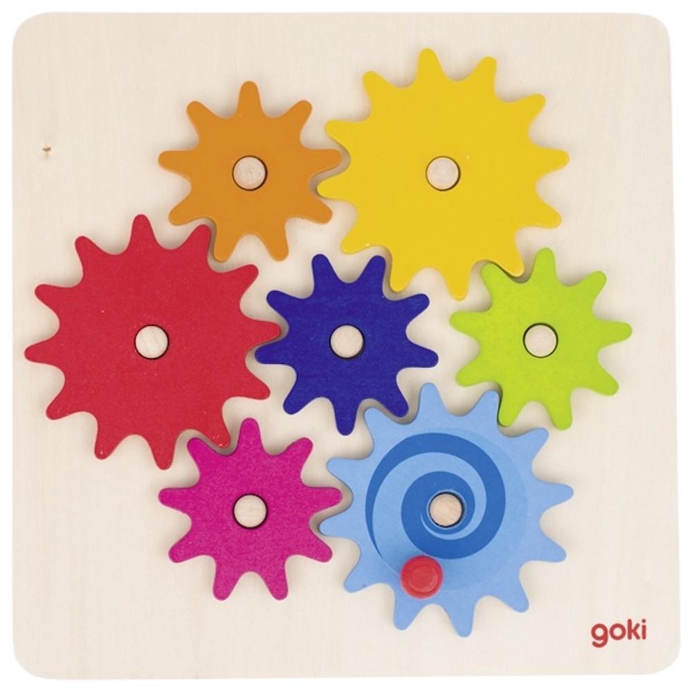 Wooden Interlocking Spinning Gears Board - STEM Cogs Toy - Vue 4