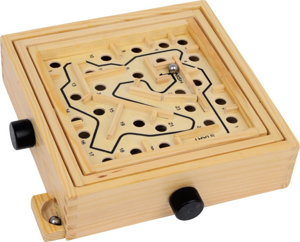 Wooden Tilting Marble Labyrinth - Precision Dexterity Game