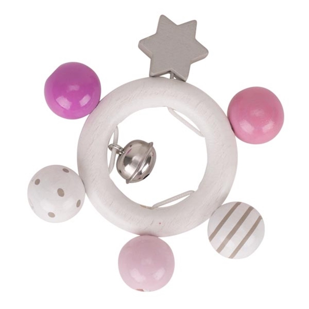 Pastel Wooden Bell Rattle & Teething Ring