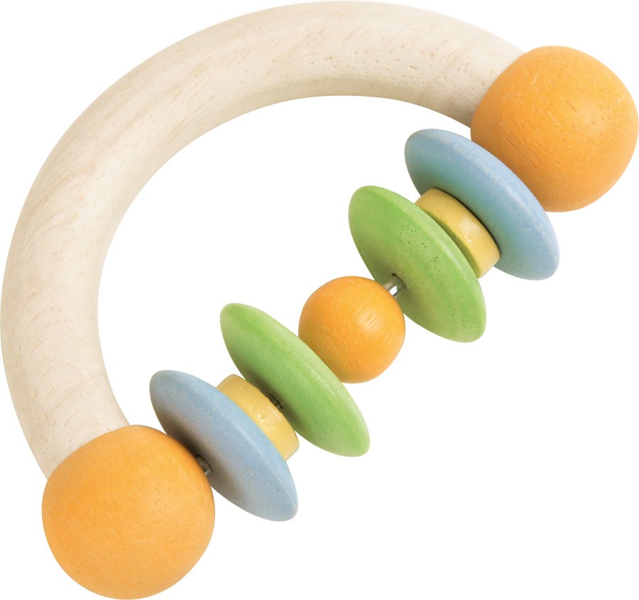 Montessori Pink & White Wooden Heart Teether Rattle - Vue 2