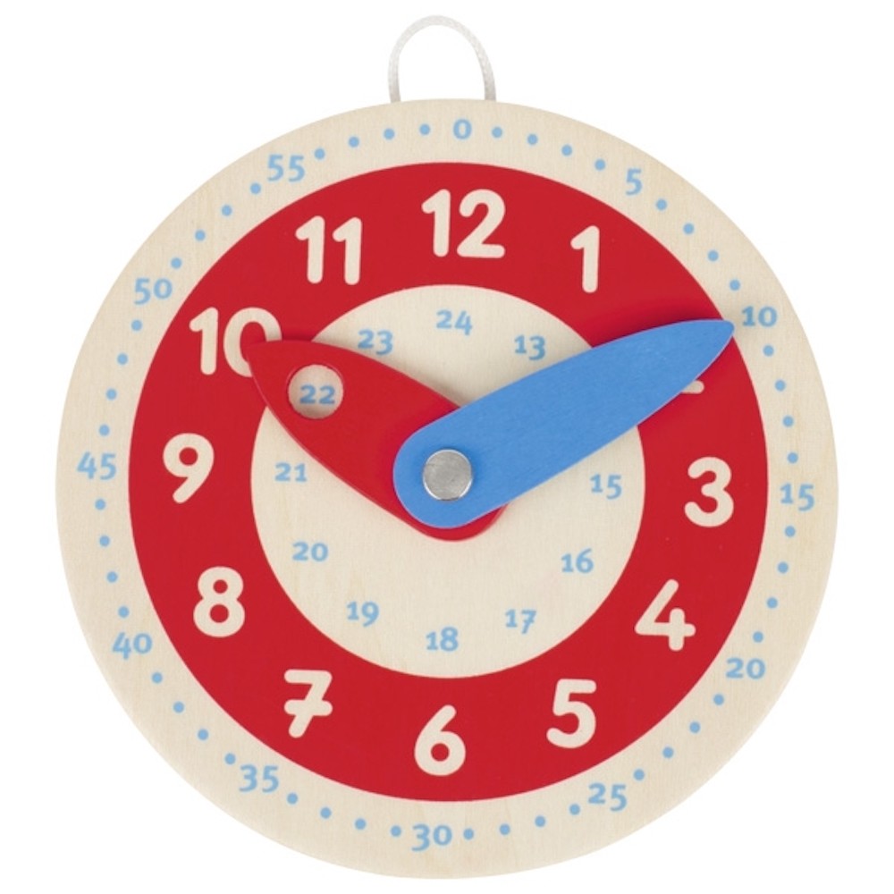 Montessori Wooden Teaching Clock - Red & Blue