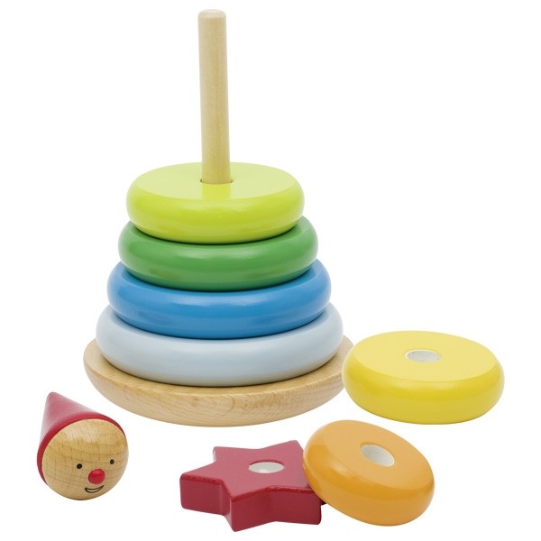 Wooden Clown Stacking Ring Tumbler Tower - Vue 4