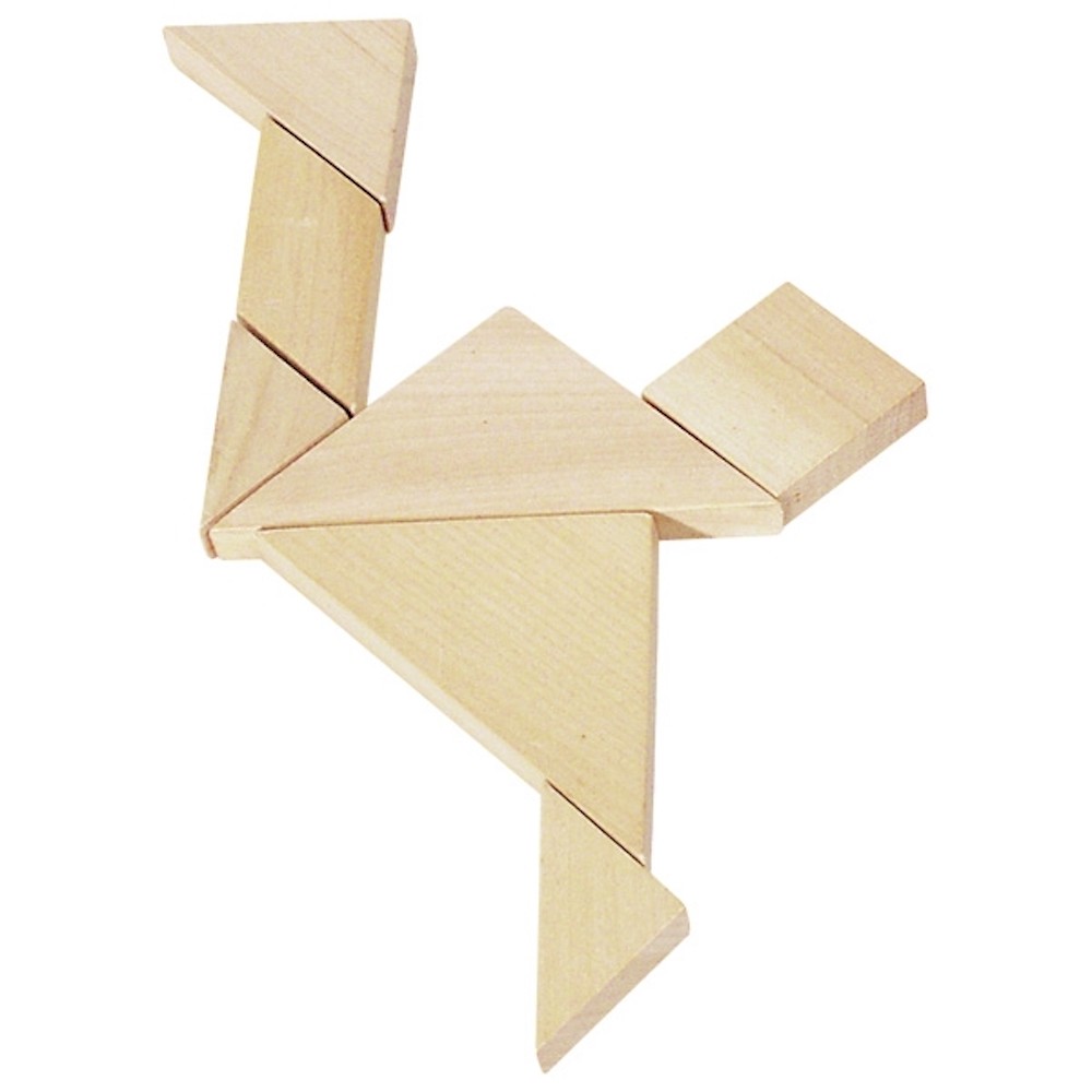 Classic Wooden Tangram Puzzle with Storage Bag