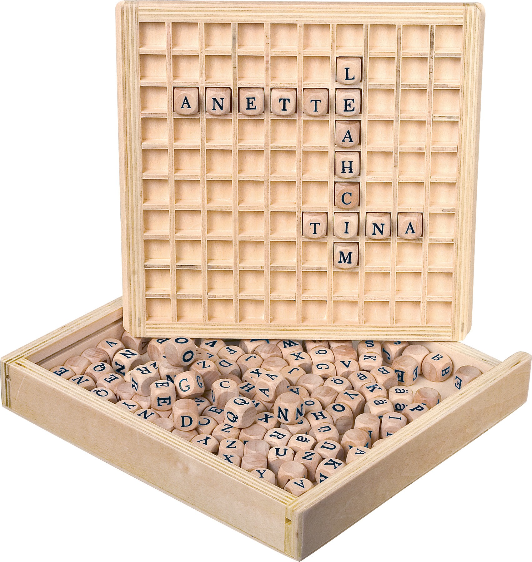 Wooden Word Building Grid & Letter Cubes - Vue 4