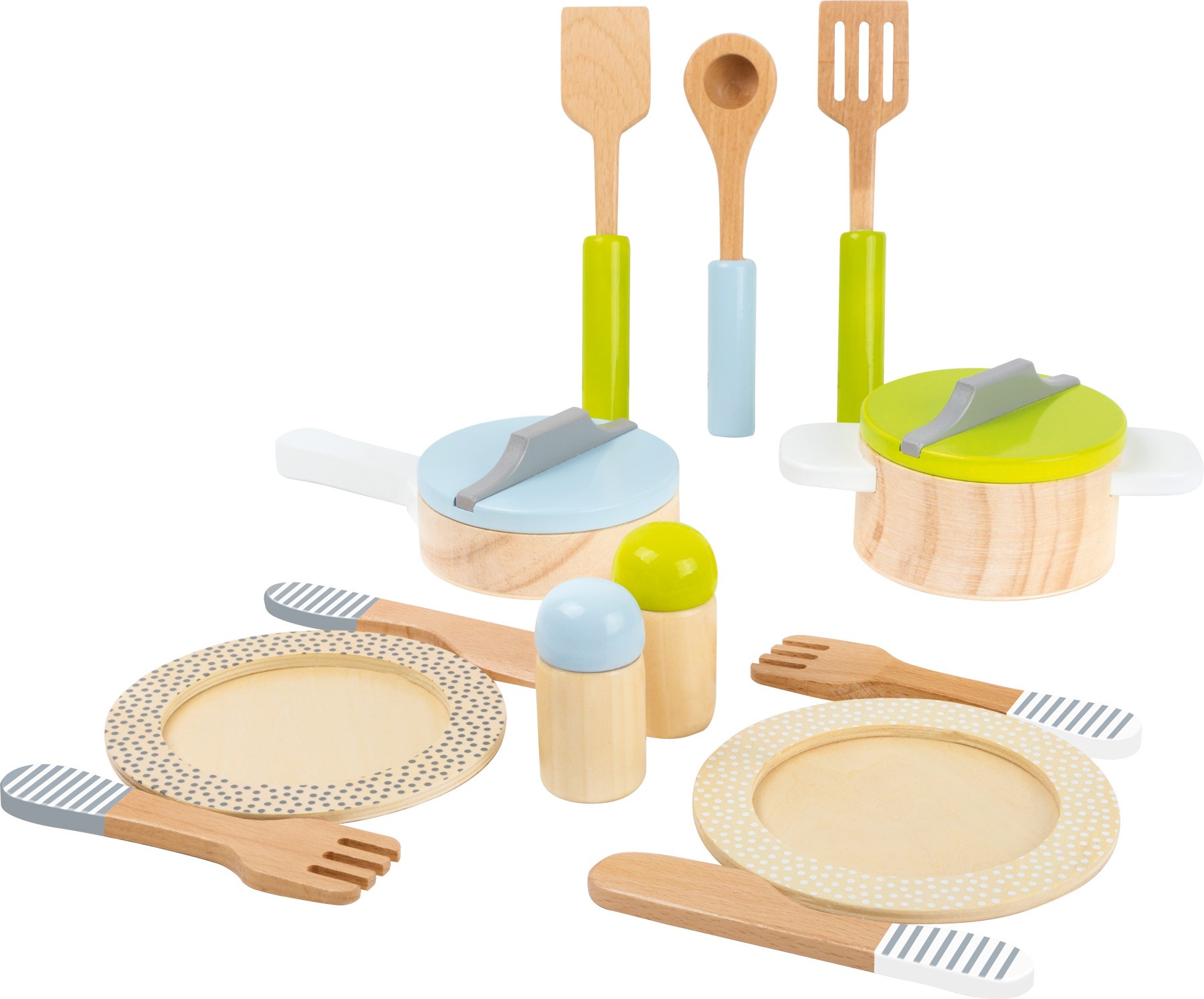 Wooden Cookware & Tableware Pretend Dinner Play Set