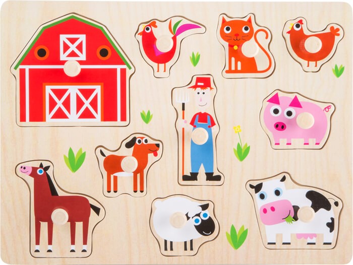 Toddler Wooden Inset Peg Puzzle - Learning Themes - Vue 10