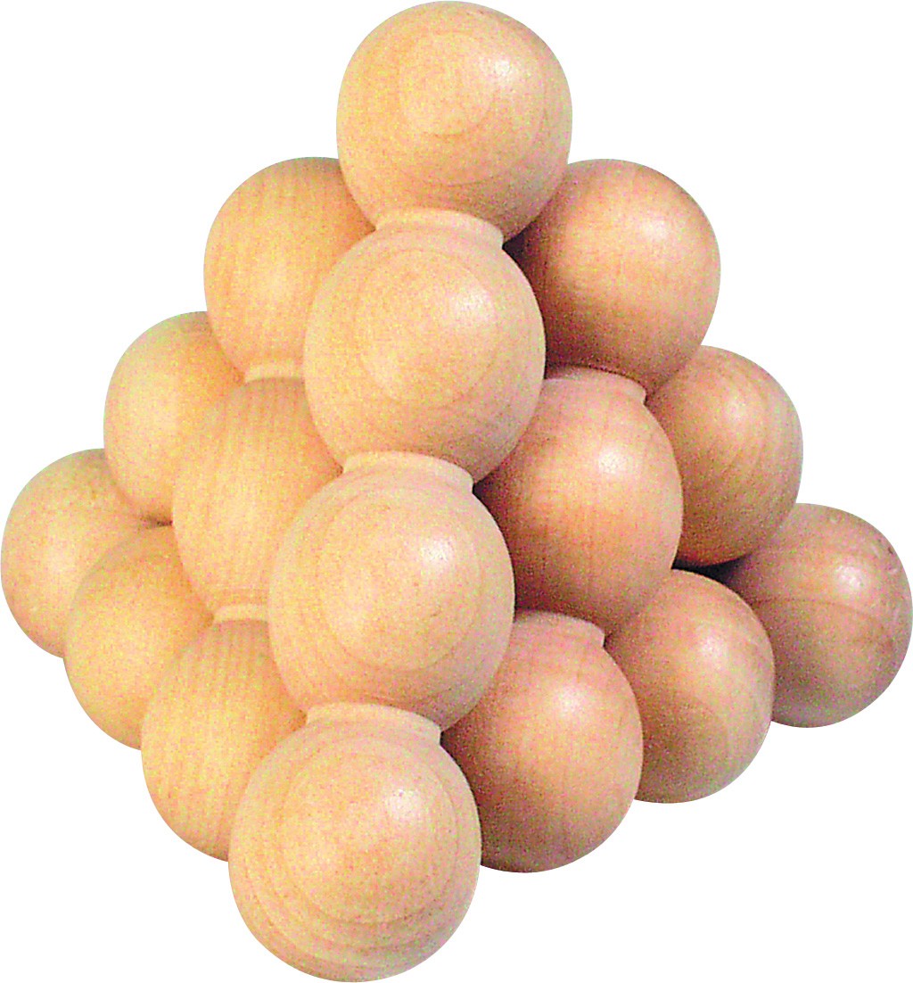 Wooden Sphere Pyramid Brain Teaser in Travel Pouch