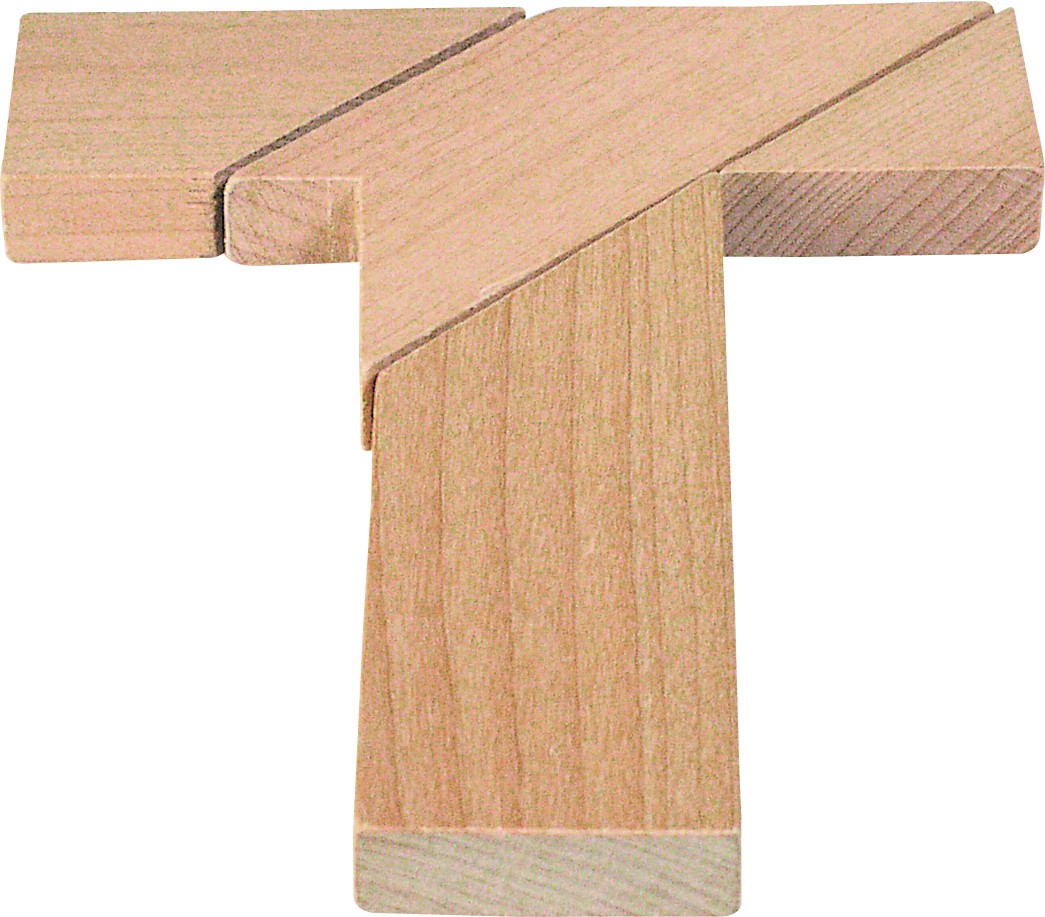 Wooden Classic T-Puzzle Brain Teaser in Travel Pouch