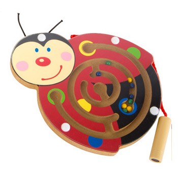 Magnetic Wooden Bead Maze - Precision Stylus Wand Toy