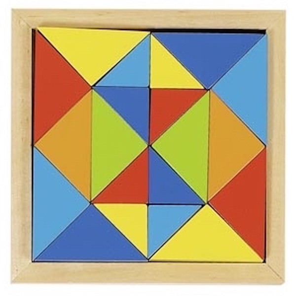 Wooden Geometric Inset Jigsaw Puzzle Tray