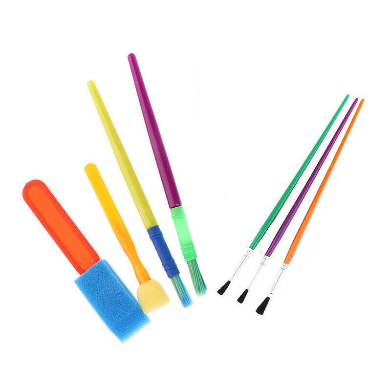 Children's Paintbrush & Sponge Art Set - 10 Pieces