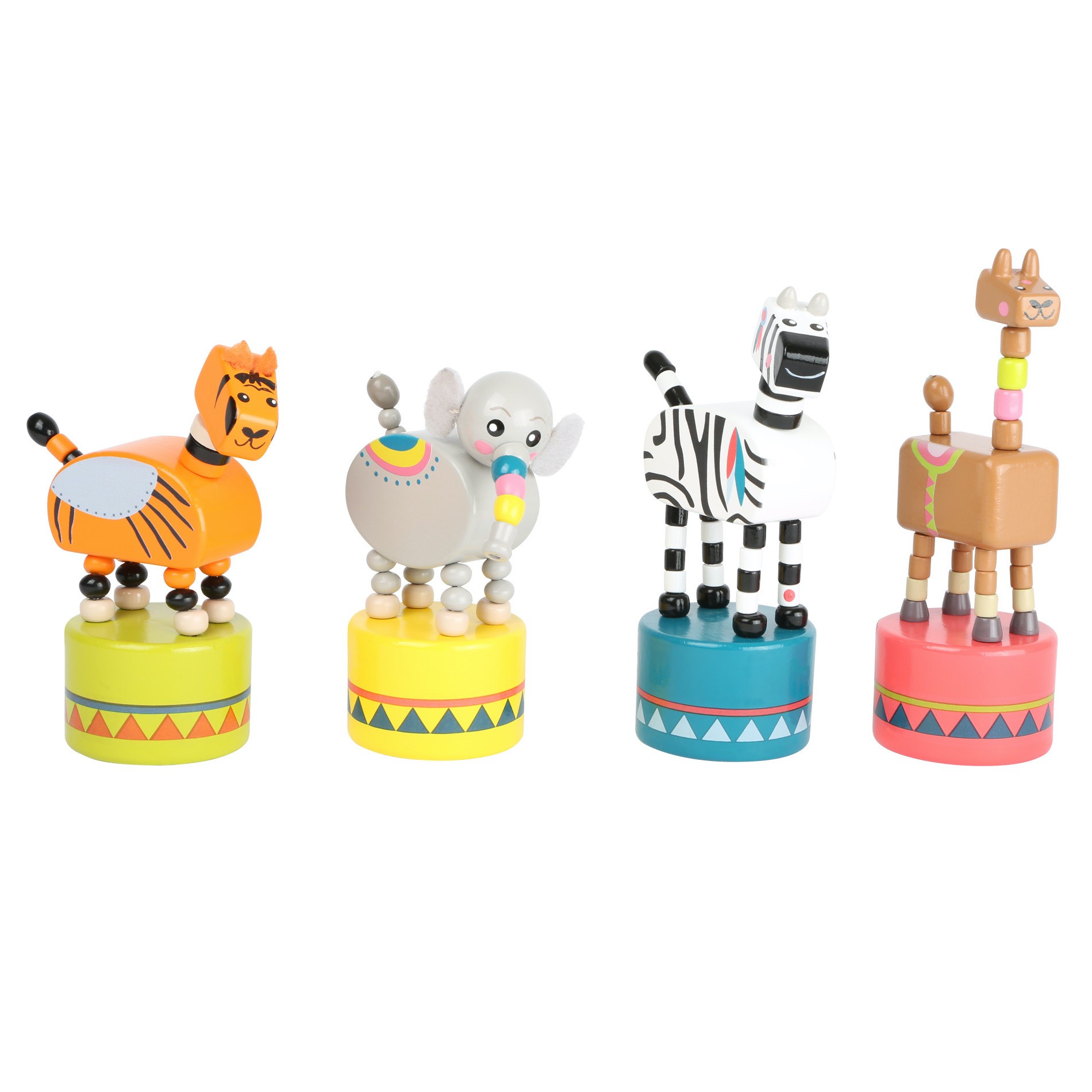 Jungle Animals Wakouwa Wooden Push Toy