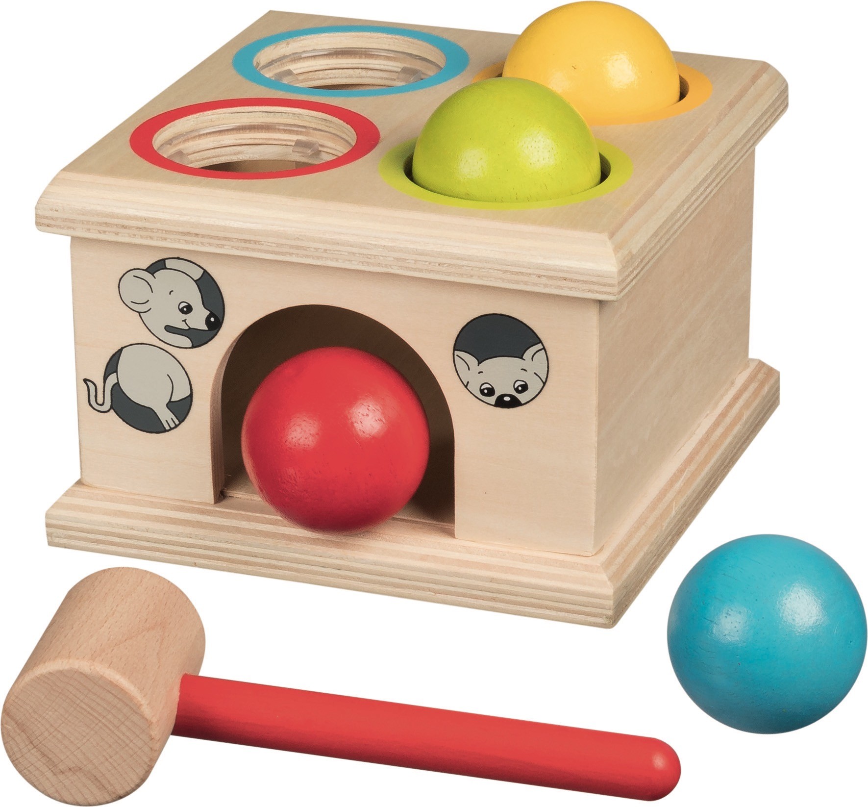 Wooden Pound and Roll Hammer Box - 4 Balls