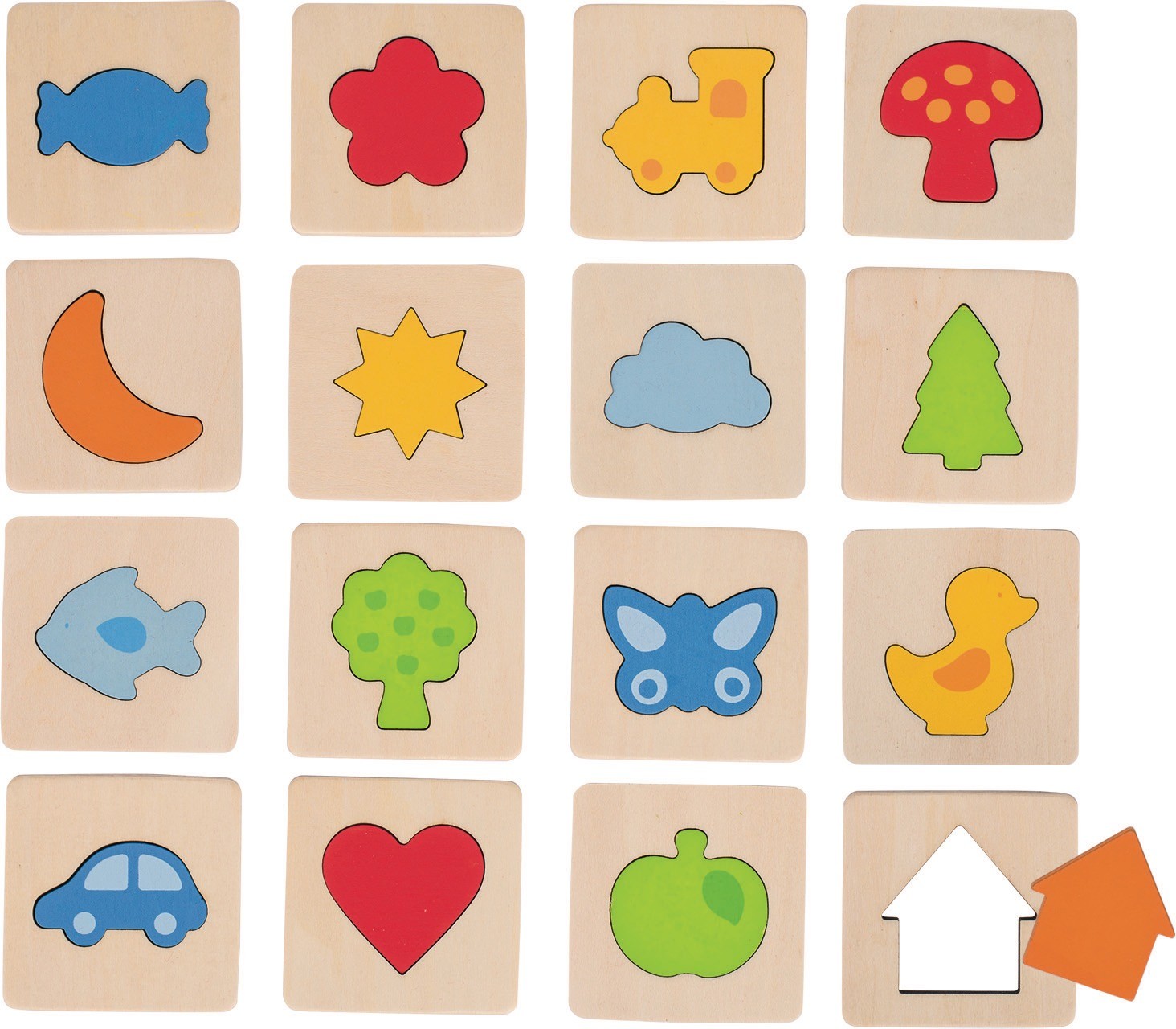 Wooden Tactile Shape Memory & Matching Game with Bag