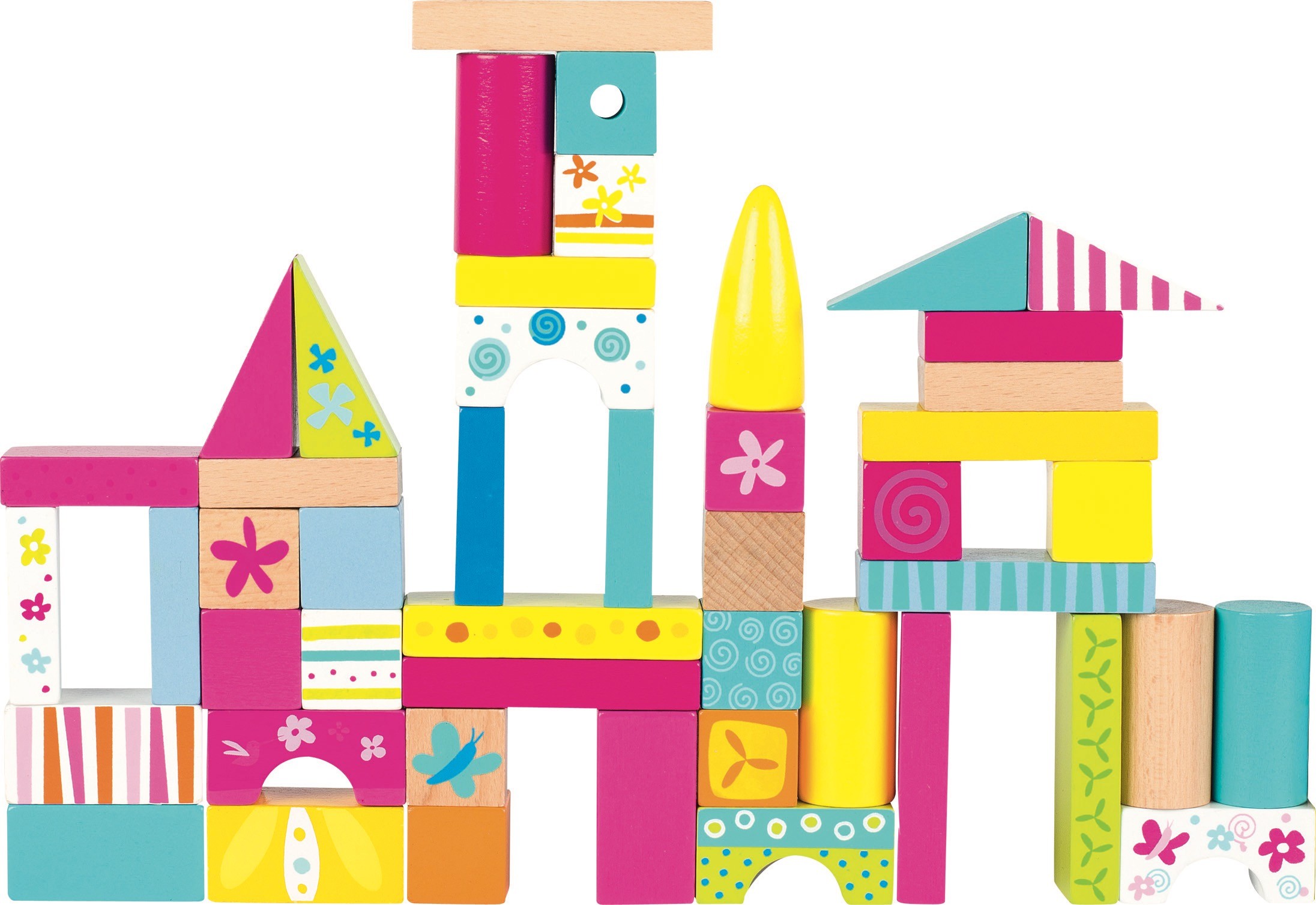 Colourful World Sensory Wooden Building Blocks - 50 Pieces - Vue 2