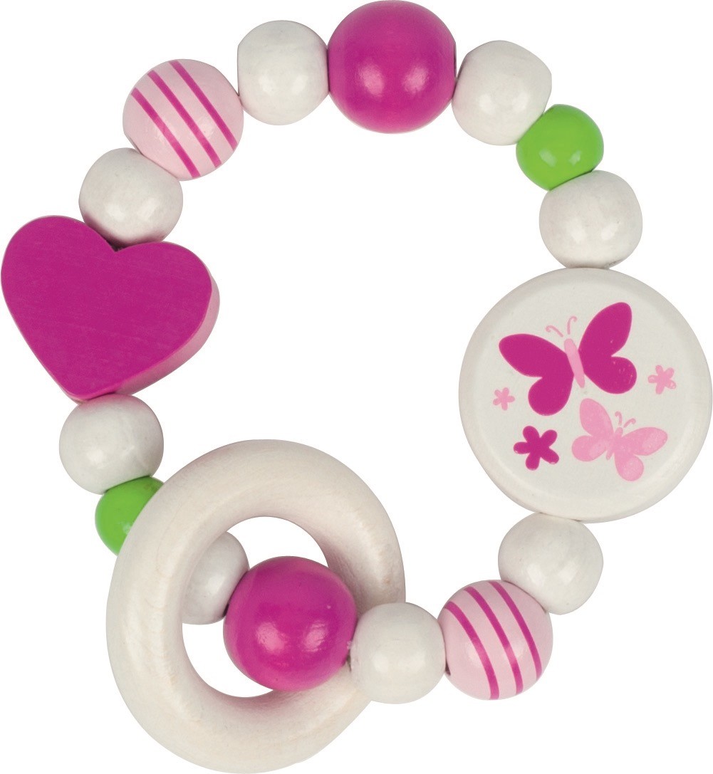 Baby Girl Pink Heart Wooden Teething Ring - Vue 2