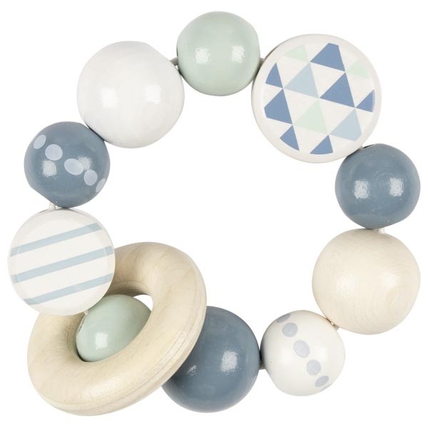 Scandinavian Grey & White Wooden Star Baby Teething Toy - Vue 2