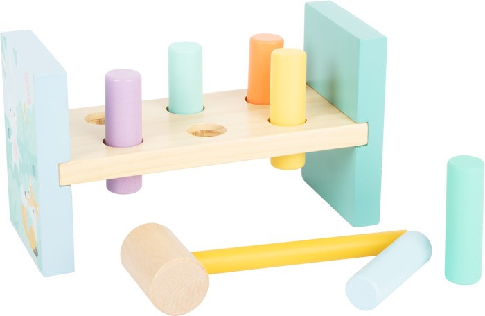 Wooden Pounding Bench - Pastel Hammer Peg Toy
