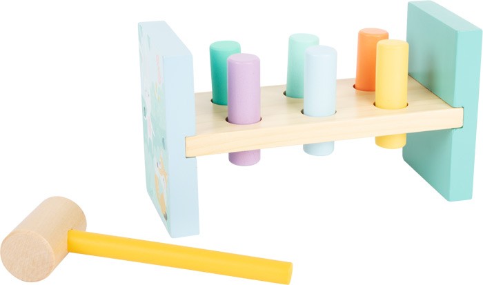 Wooden Pounding Bench - Pastel Hammer Peg Toy - Vue 2