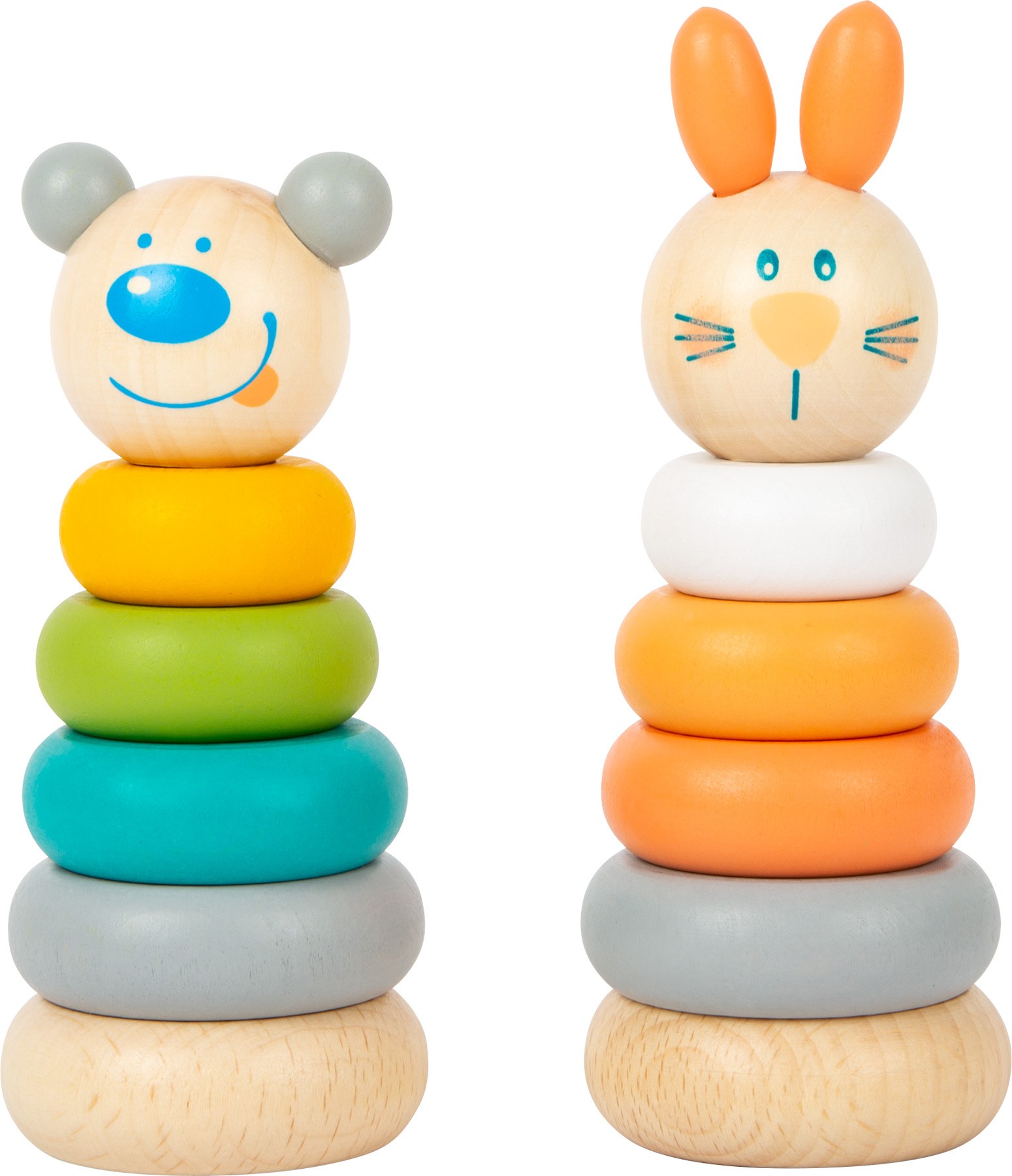 Colourful Wooden Animal Stacking Ring Tower - Vue 2