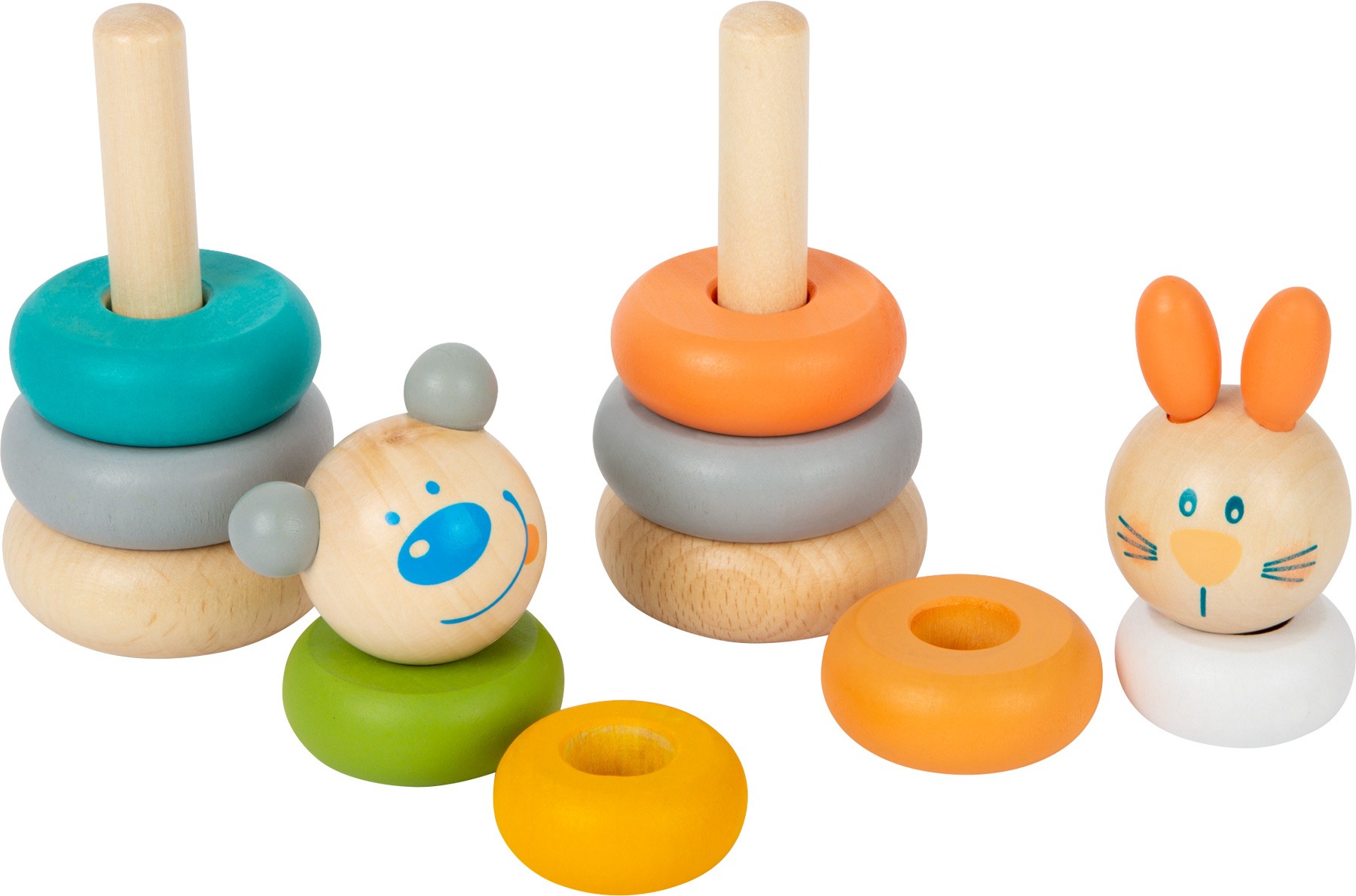 Colourful Wooden Animal Stacking Ring Tower - Vue 8