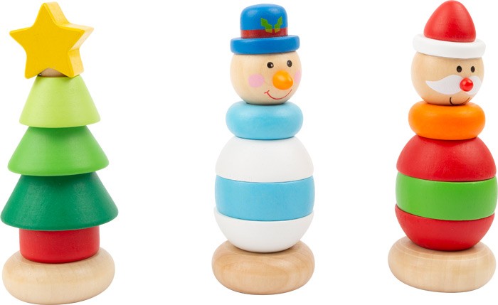 Festive Wooden Animal Stacking Ring Toy - Vue 2