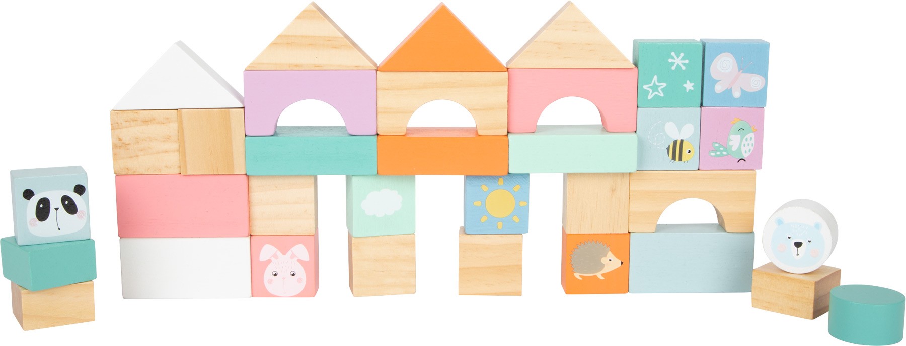 Pastel Wooden Baby Push Walker with 34 Blocks - Vue 2