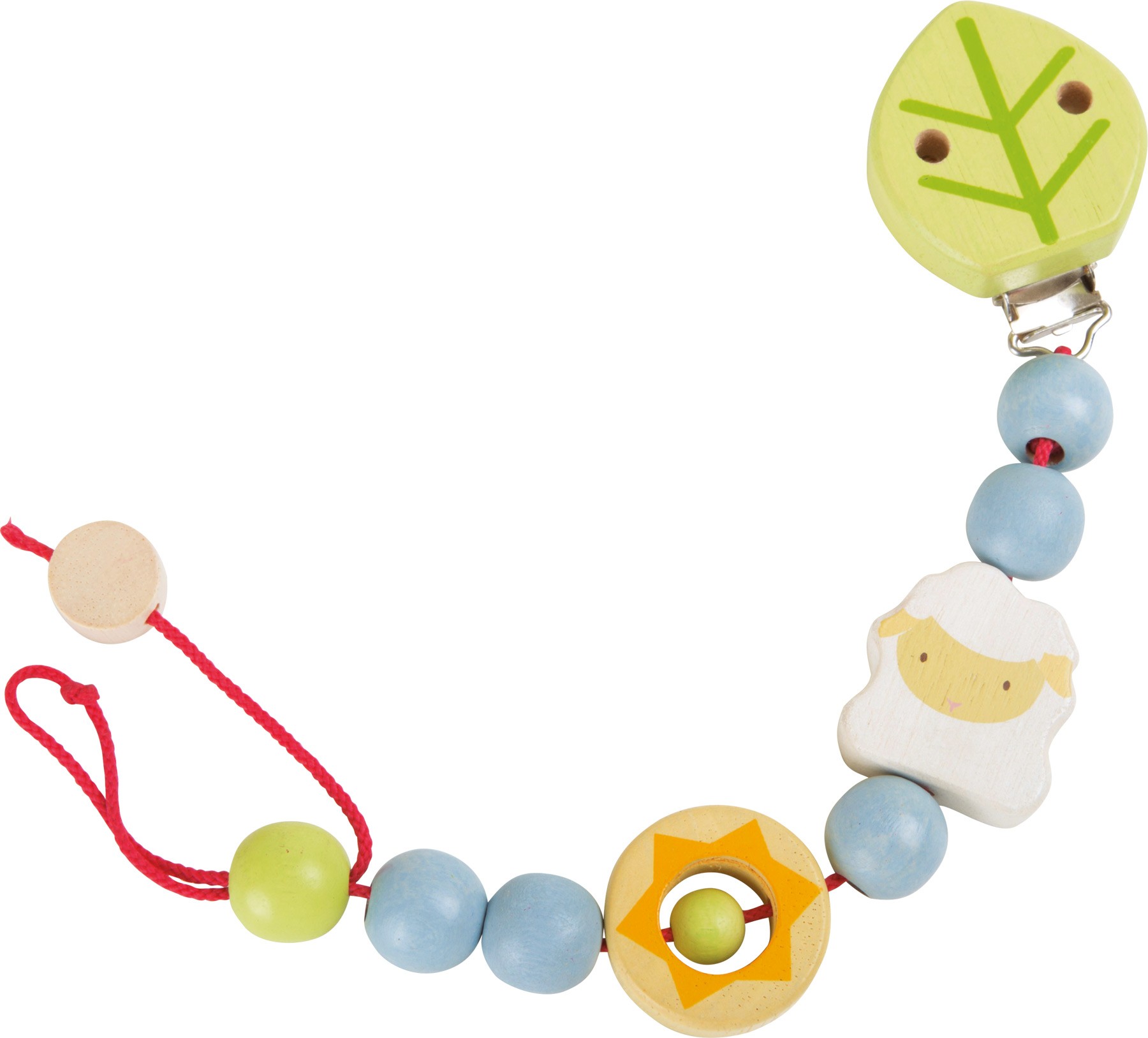 Wooden Lamb Dummy Clip & Teething Chain