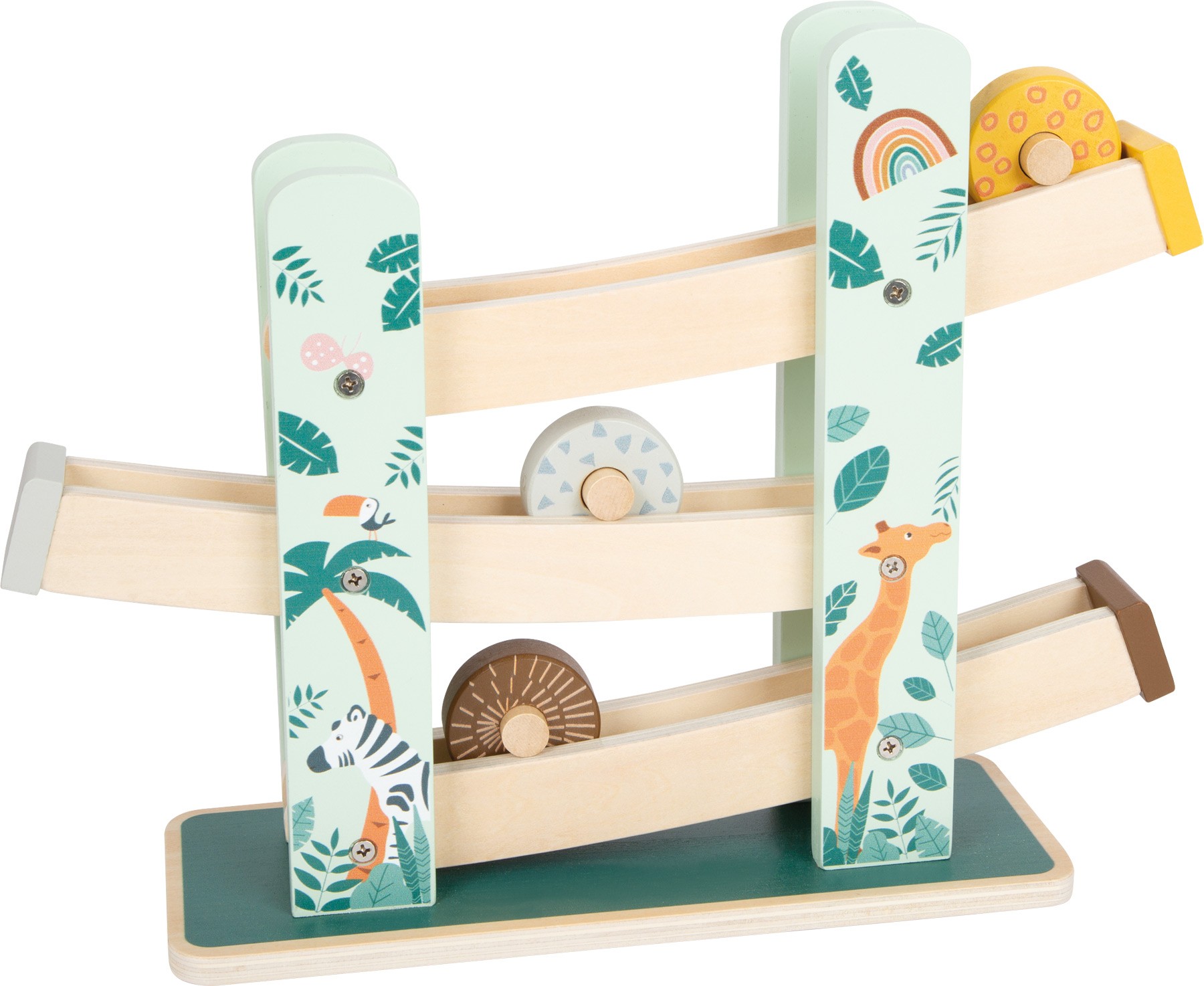 Safari Wooden Rolling Wheel Cascade Ramp Racer