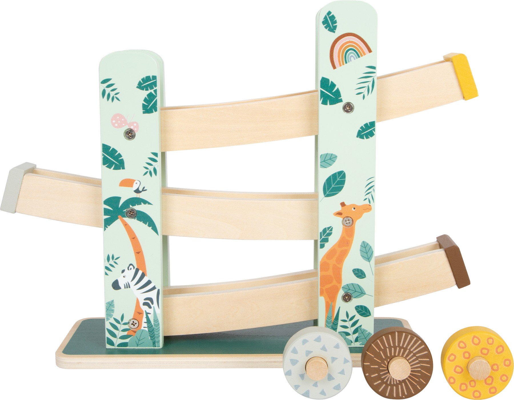 Safari Wooden Rolling Wheel Cascade Ramp Racer - Vue 4