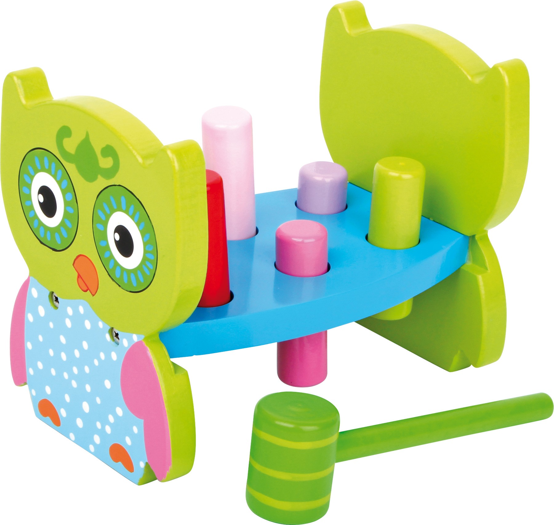 Classic Blue Wooden Hammer Bench with Cylinders - Vue 2