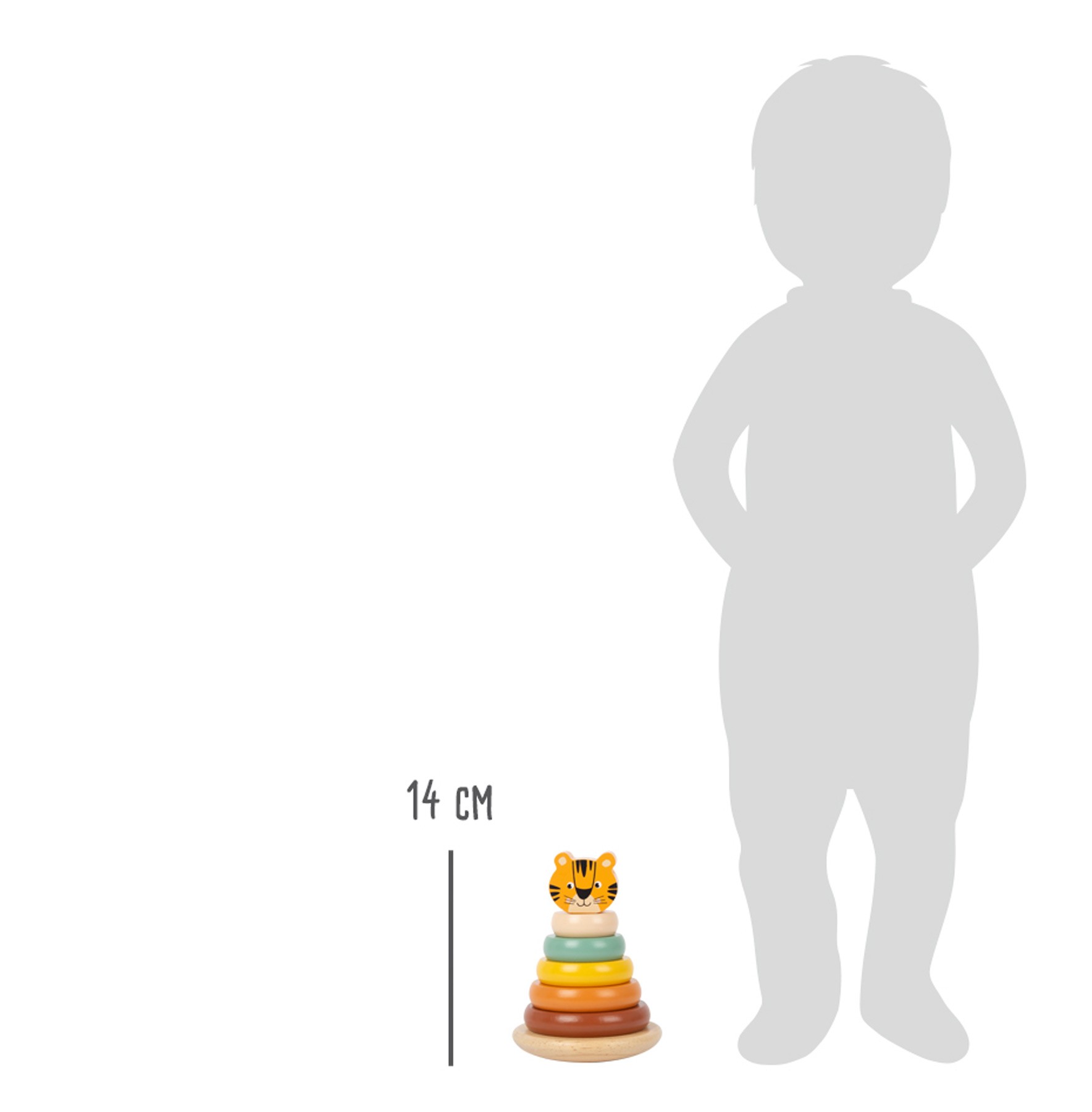 Wooden Safari Tiger Stacking Ring Tower - Vue 5