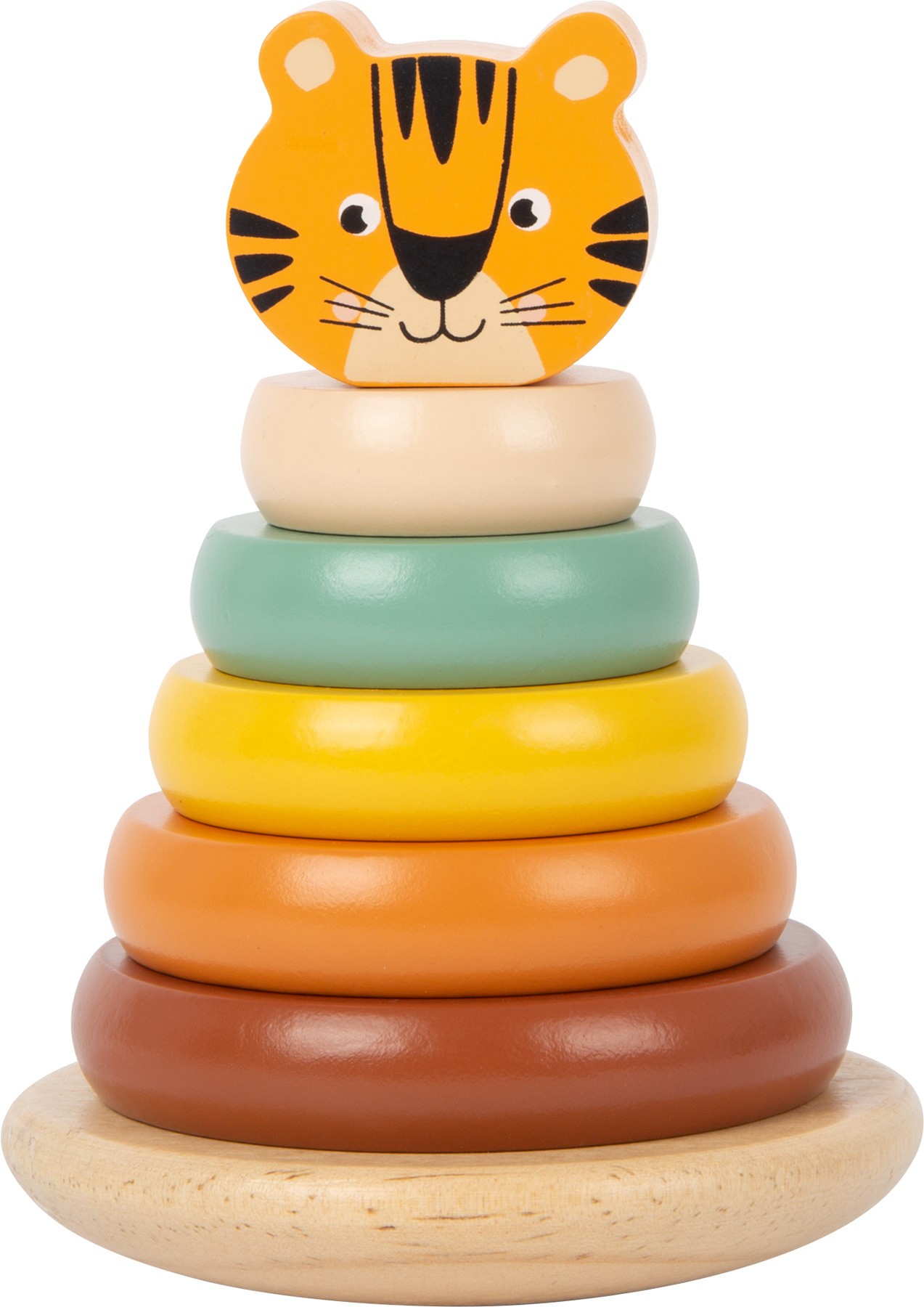 Wooden Safari Tiger Stacking Ring Tower