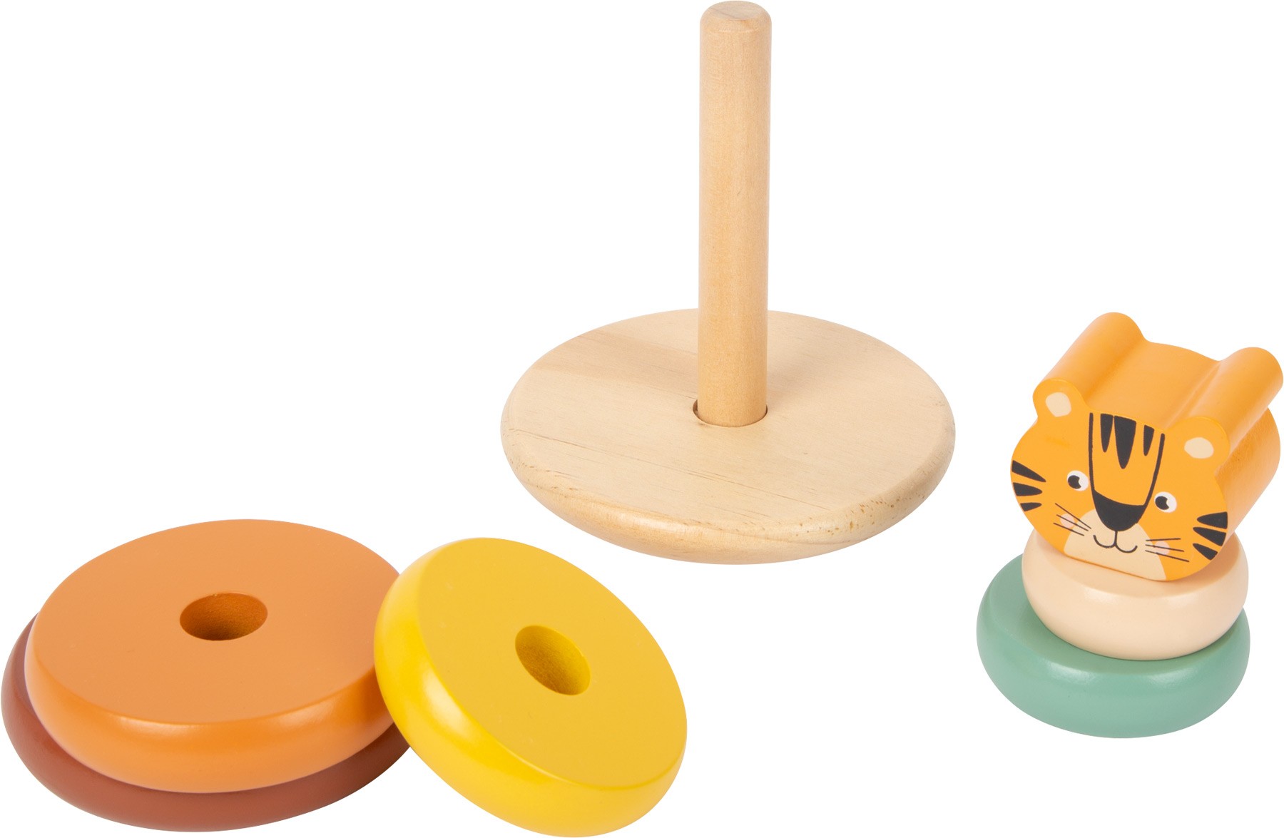 Wooden Safari Tiger Stacking Ring Tower - Vue 4