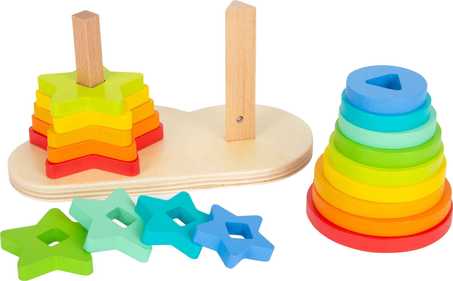 Double Rainbow Wooden Stacking & Sorting Puzzle - Vue 2