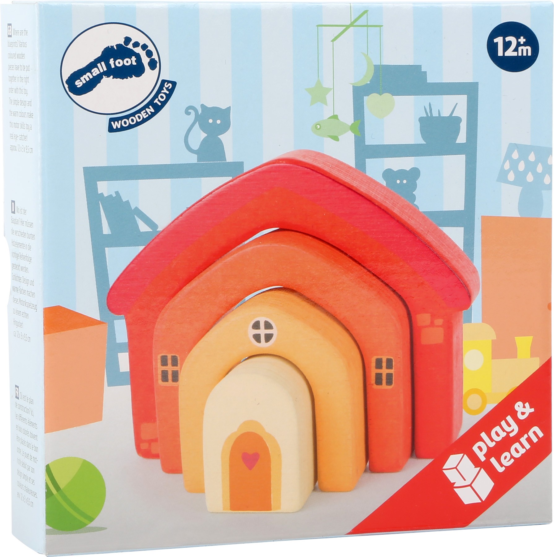 Nesting Wooden Orange Cottage Stacking Set - Vue 4