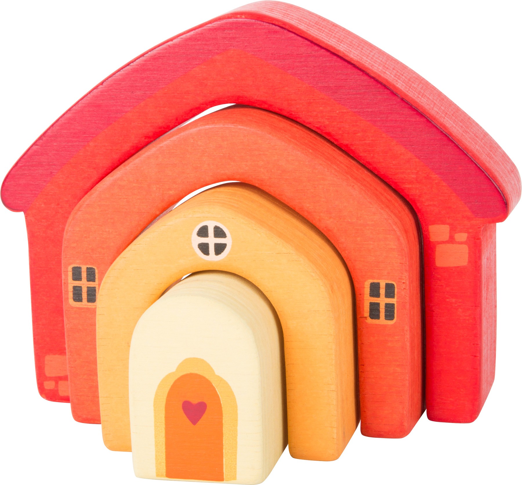 Nesting Wooden Orange Cottage Stacking Set