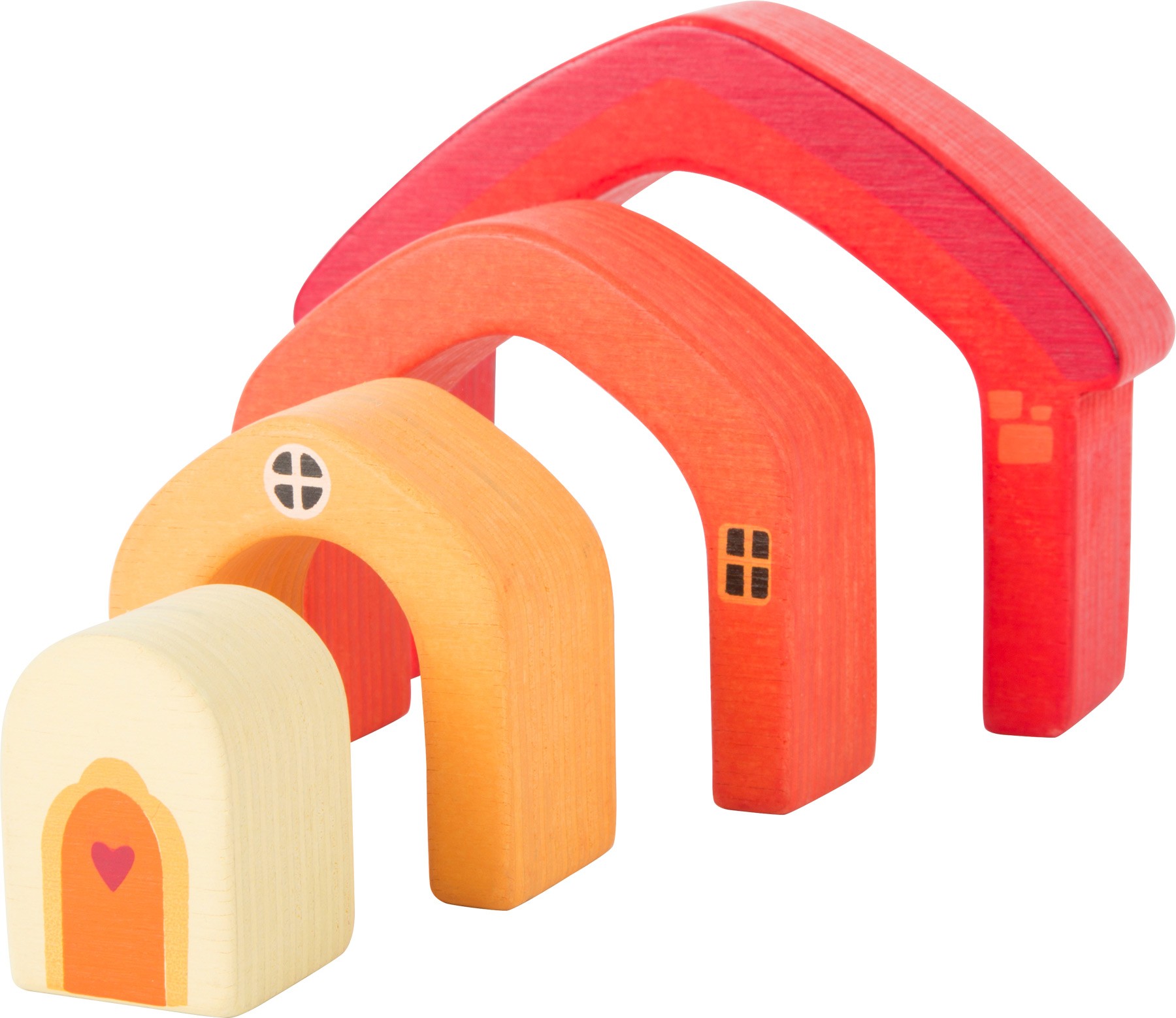 Nesting Wooden Orange Cottage Stacking Set - Vue 2